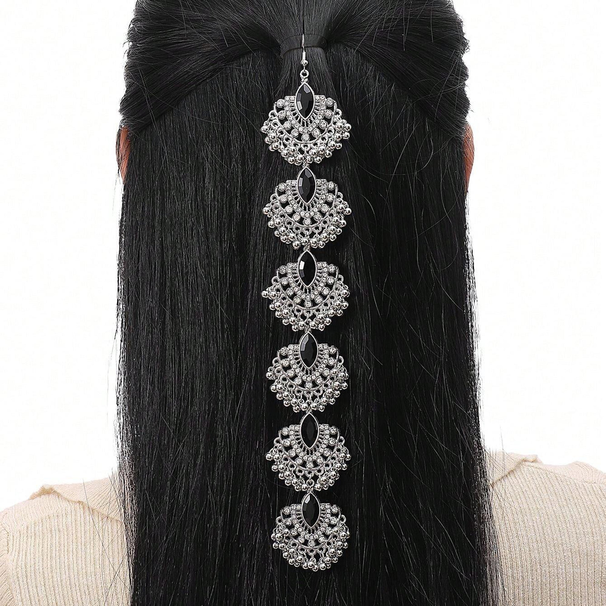 Vintage Retro Style Black Rhinestone Headchain