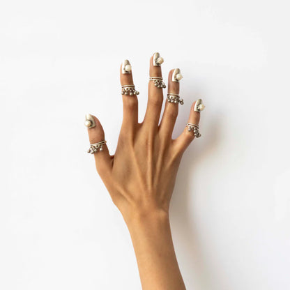 Pearlite (Glazed In Silver) Nail Ring