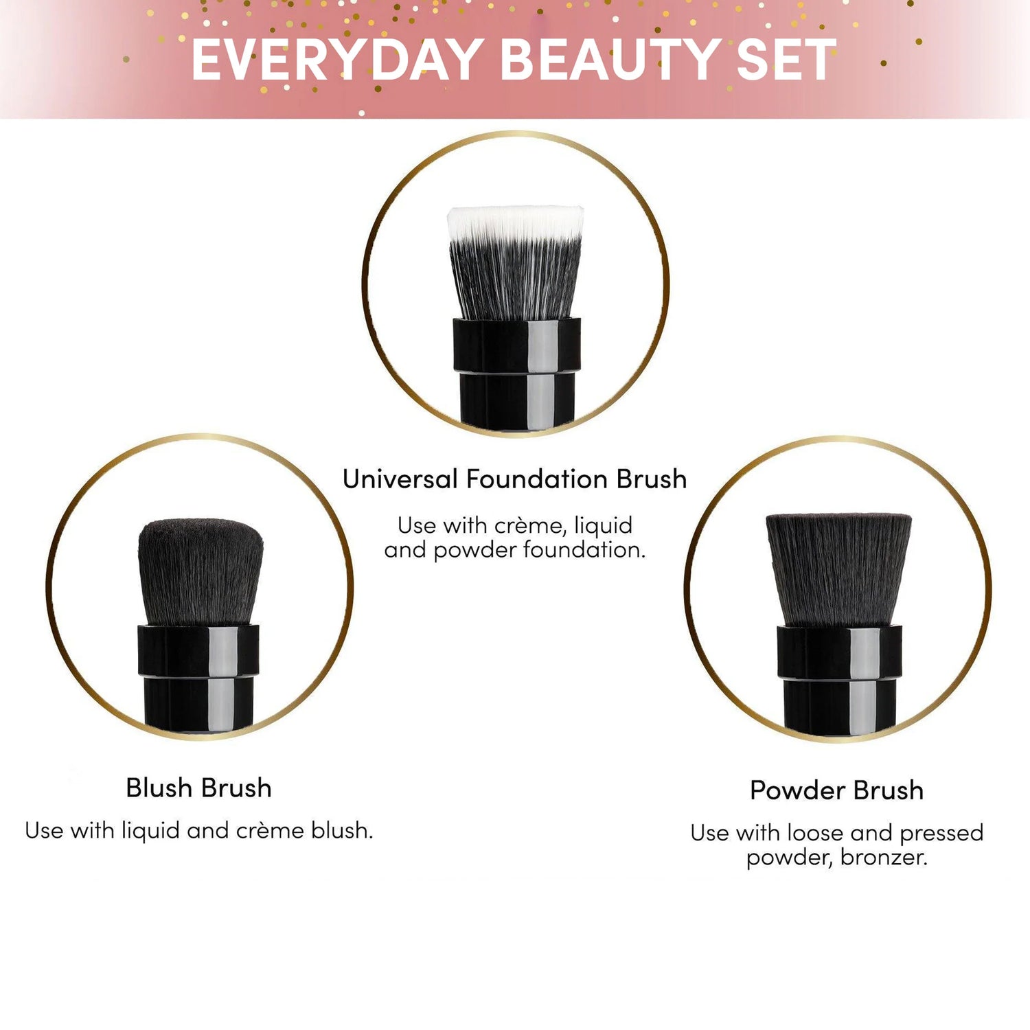 Everyday Beauty 3- Heads Makeup Brush Set