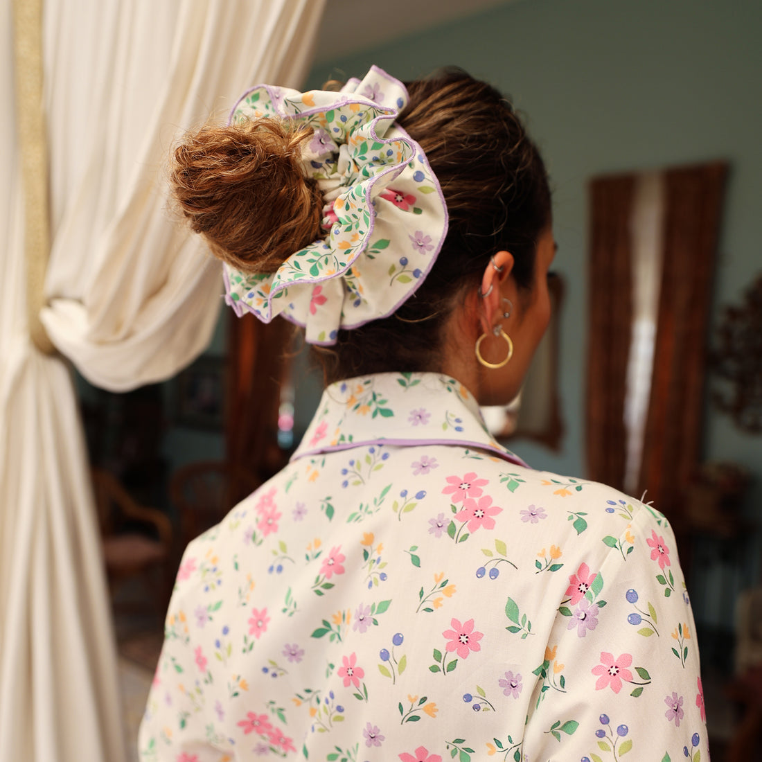 Floral Double Face Scrunchie