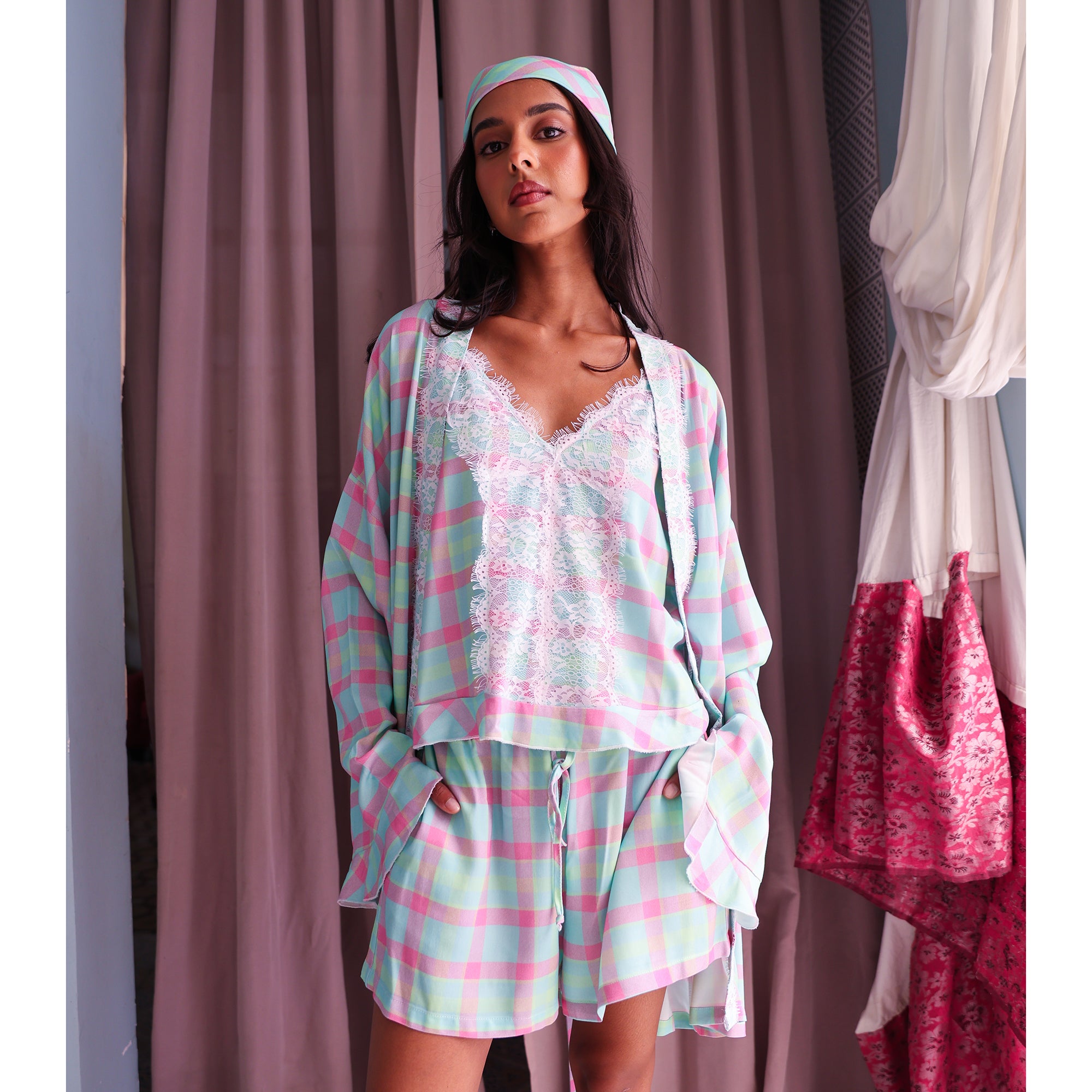 Hot Mess Lace & Check Duo Robe | NumberC