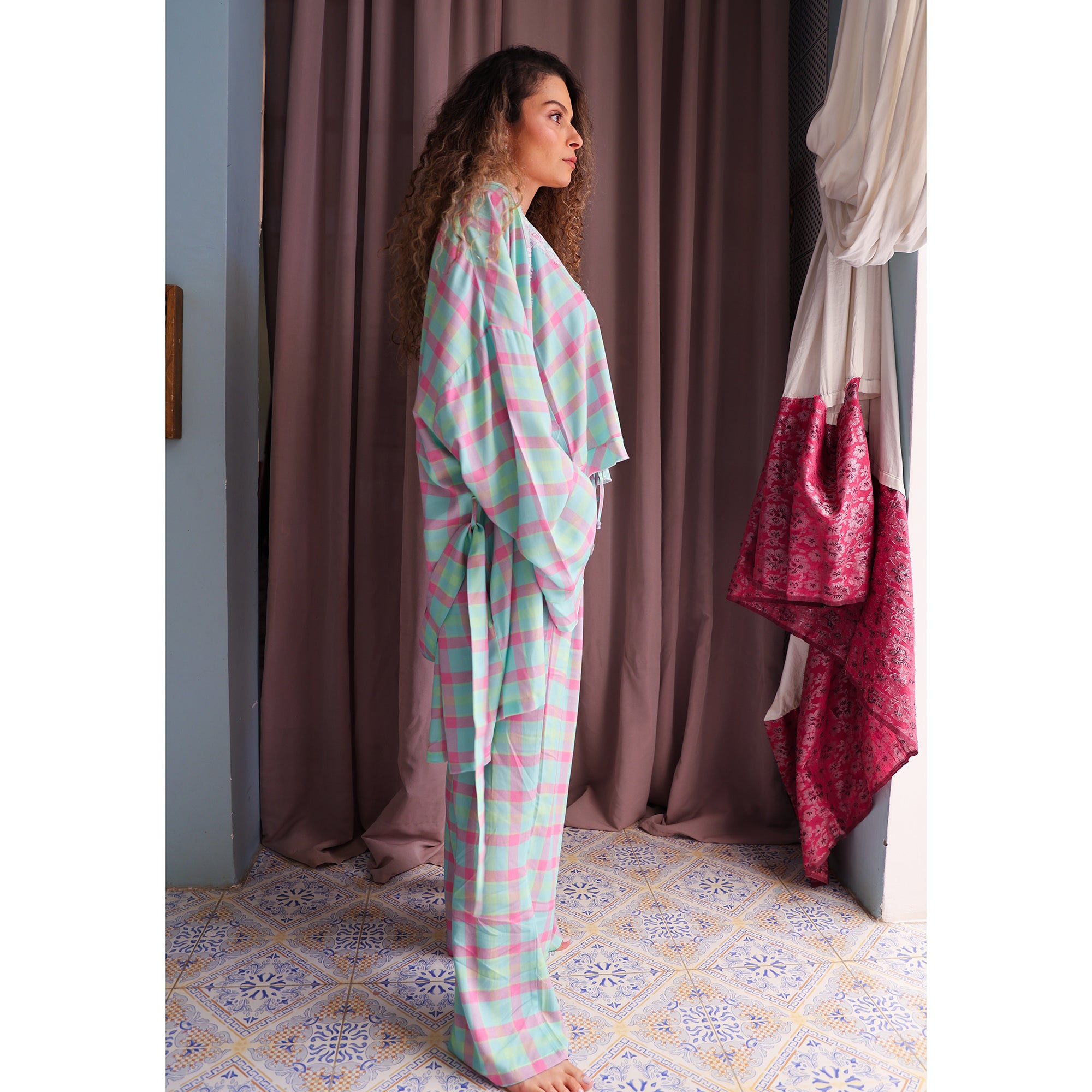 Lace &amp; Check Duo Set – Pants