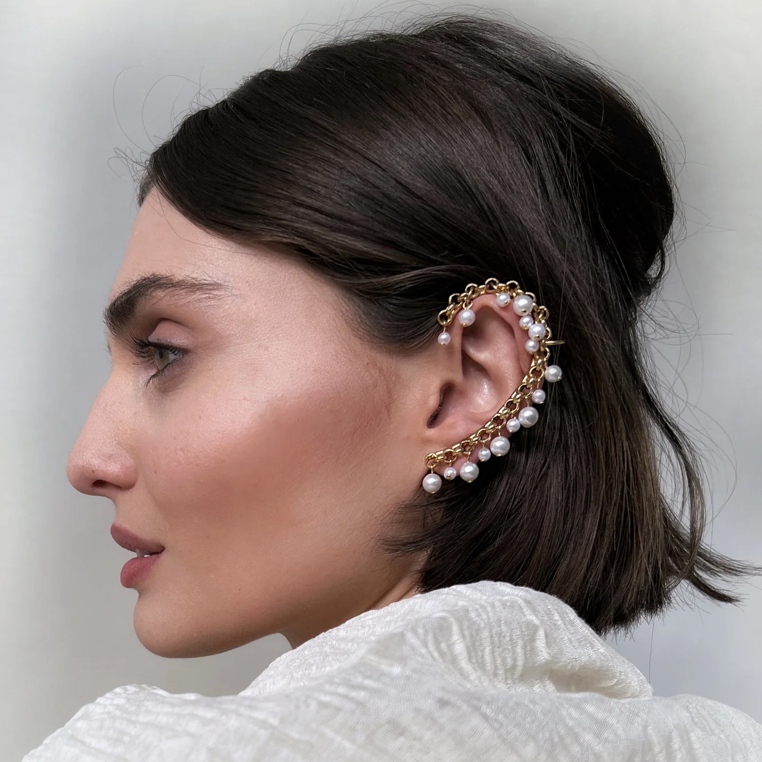 LELET NY Vintage Pearl Dangle Ear Cuff NumberC