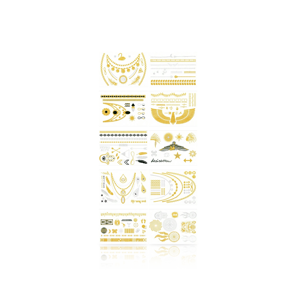 Ancient Element Metallic Tattoo Stickers (10 Sheets)