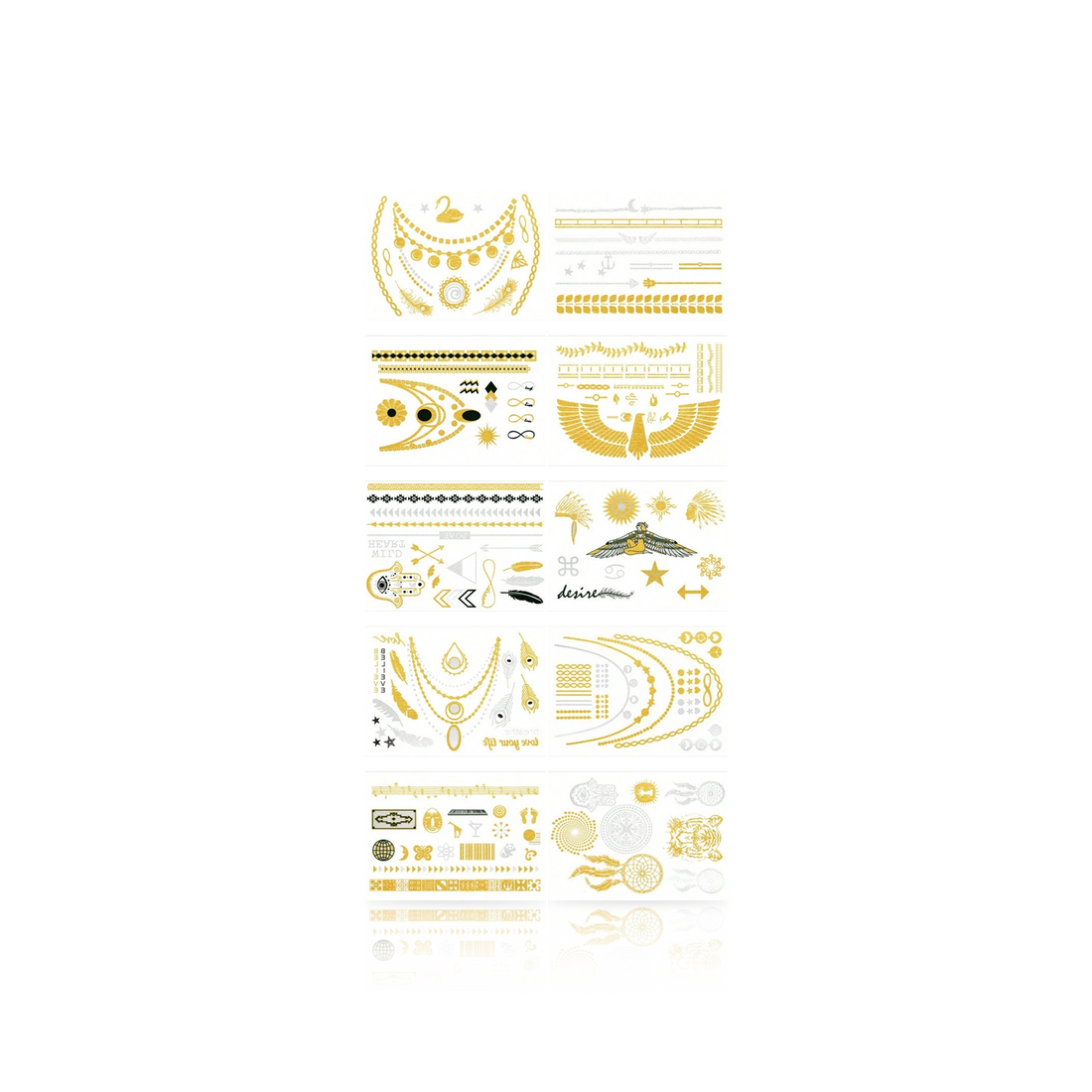 Ancient Element Metallic Tattoo Stickers (10 Sheets)