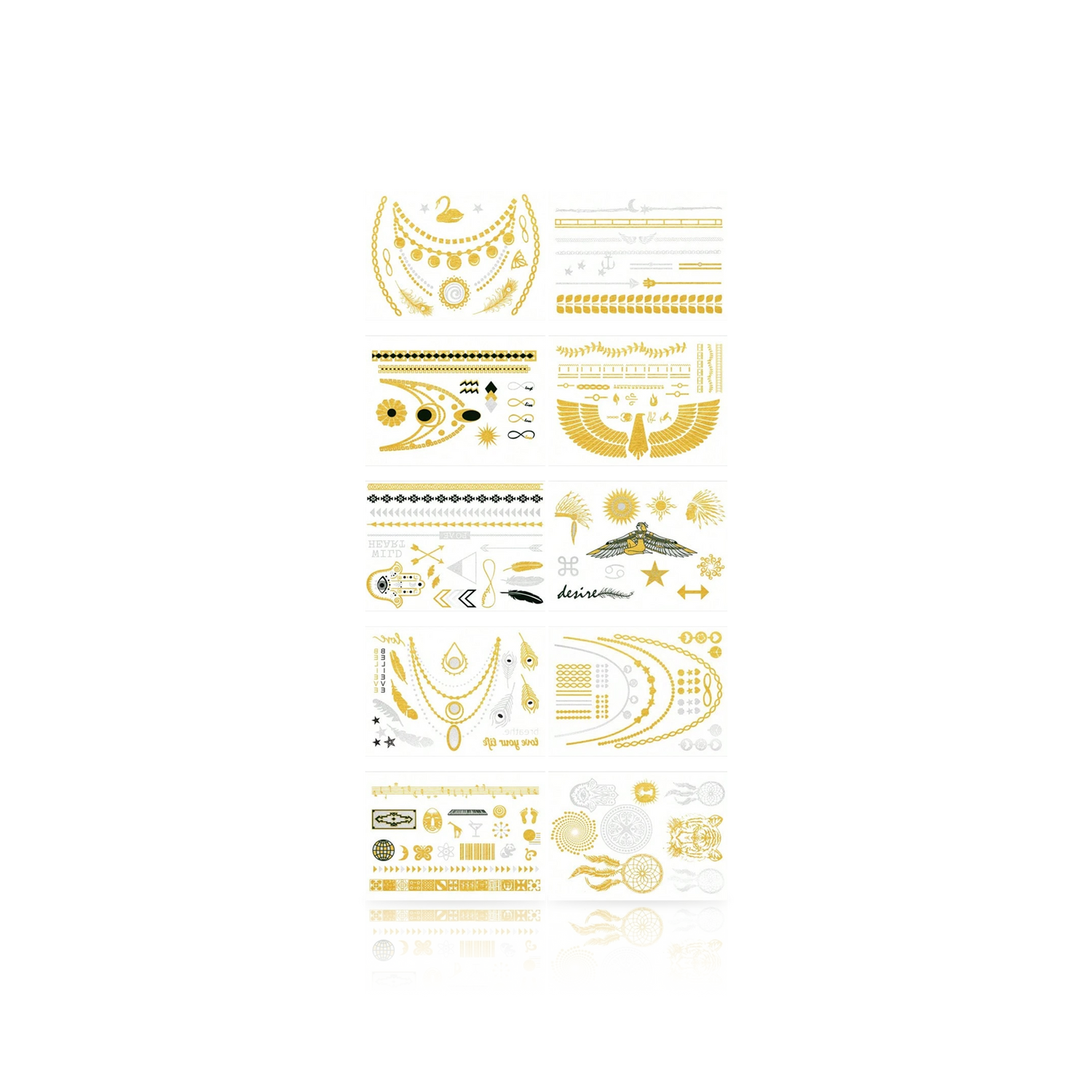 Ancient Element Metallic Tattoo Stickers (10 Sheets)