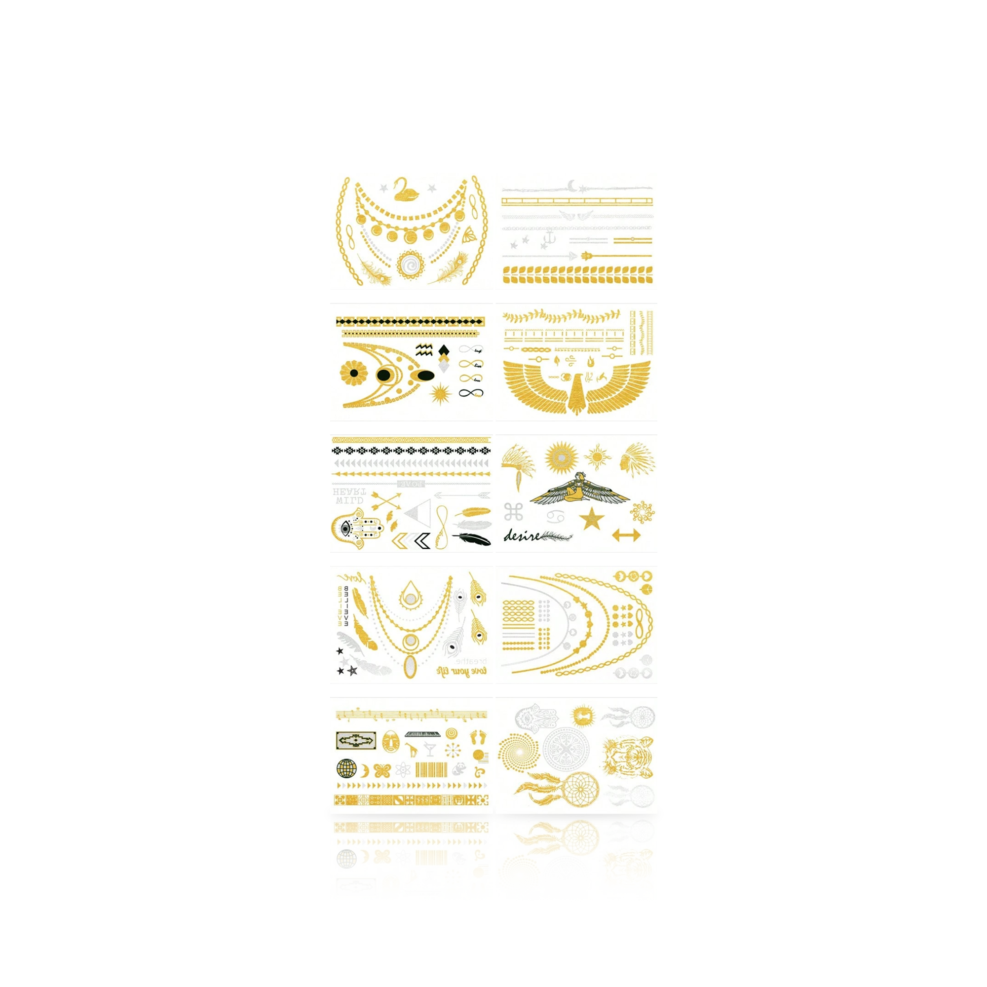 Ancient Element Metallic Tattoo Stickers (10 Sheets)