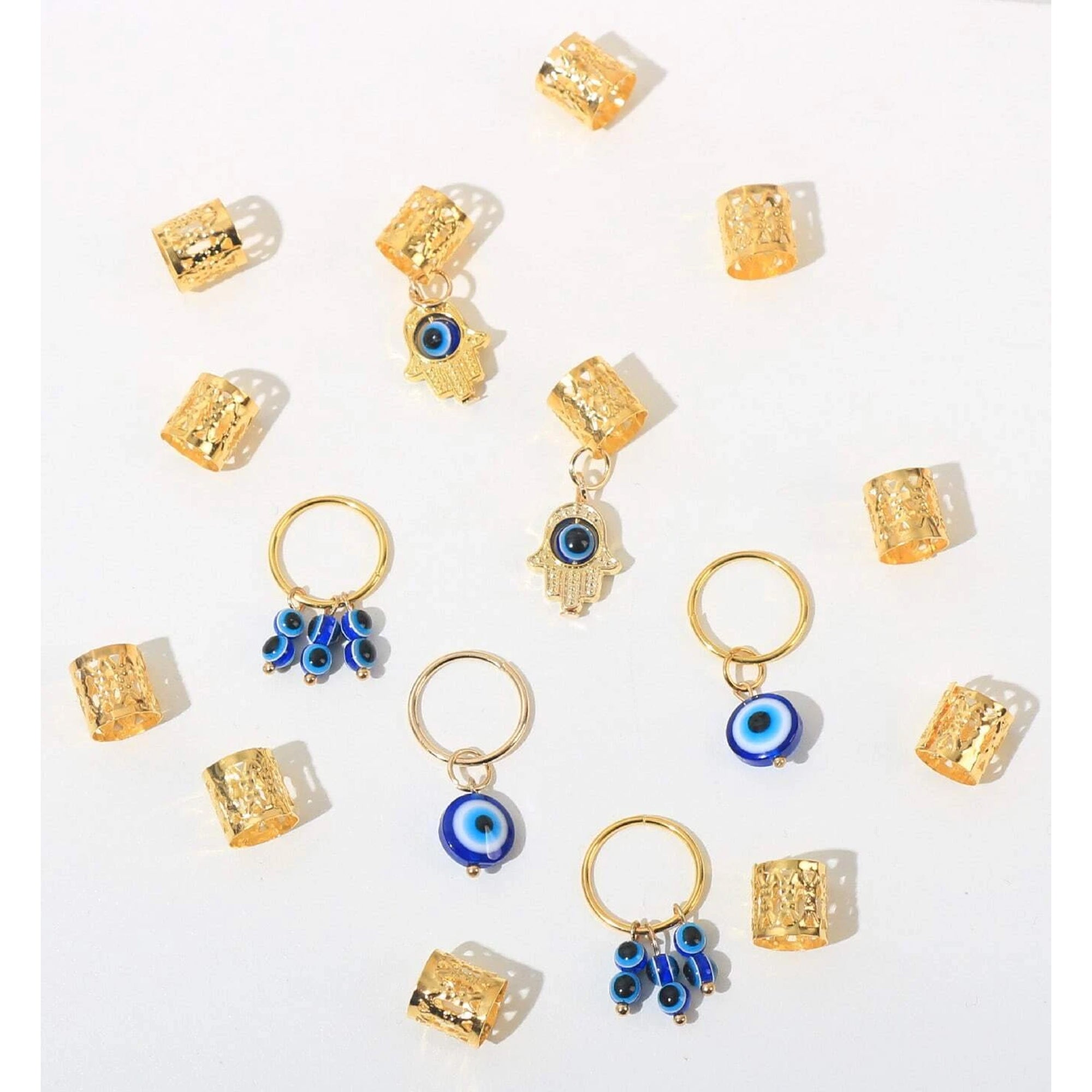 Evil Eye Hair Braiding Rings/Beads (16pcs)