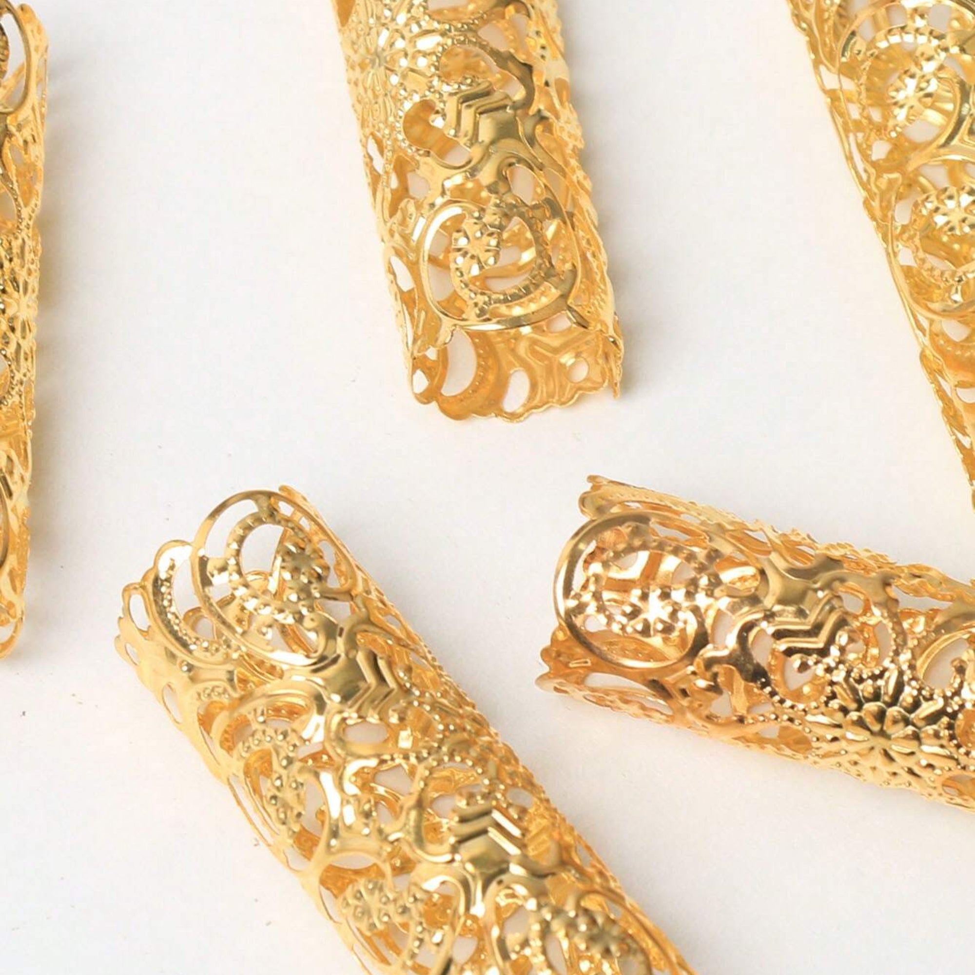 Gold Big Dreadlock Hair Clips (5pcs)