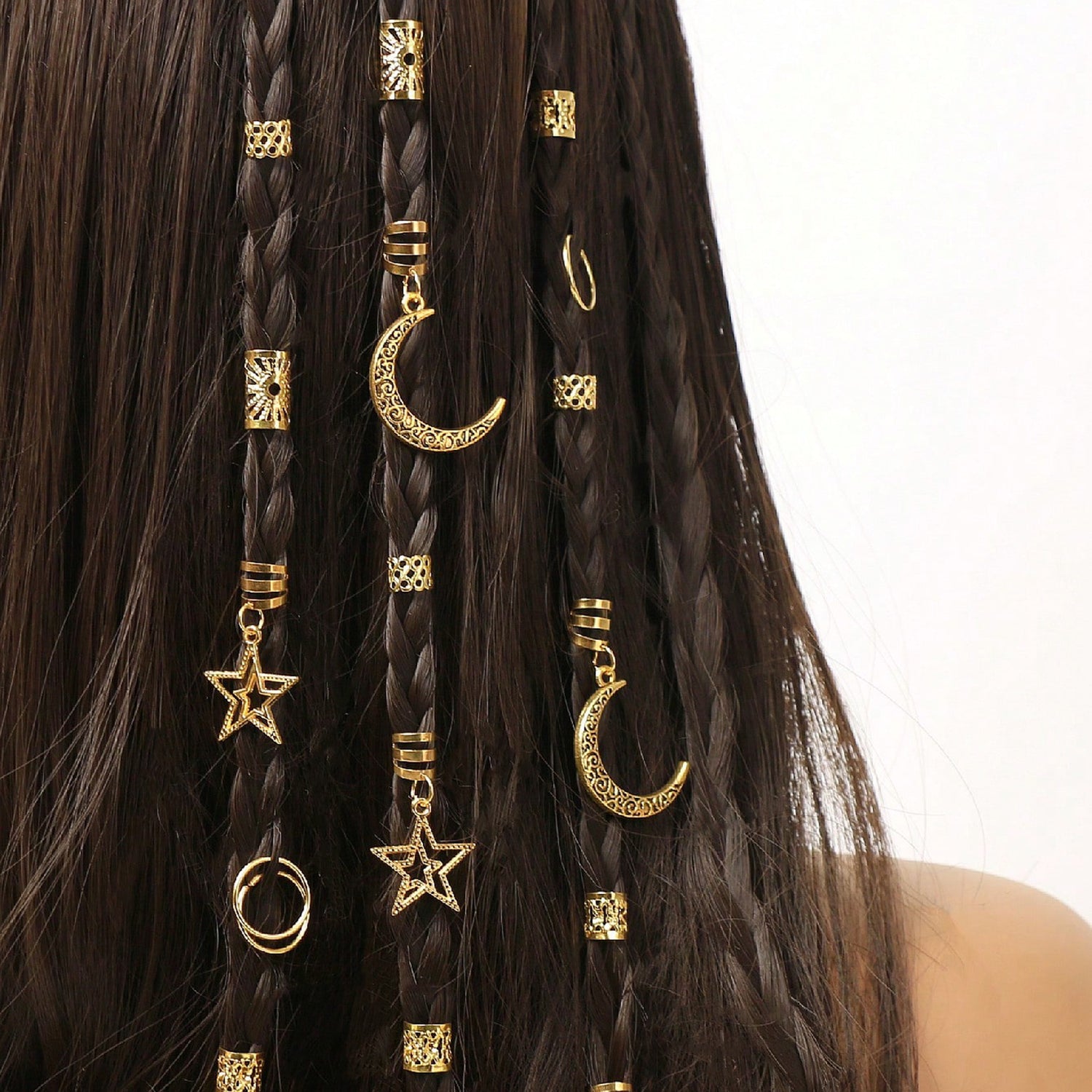 Moon Star Hair Clips and Braid Beads