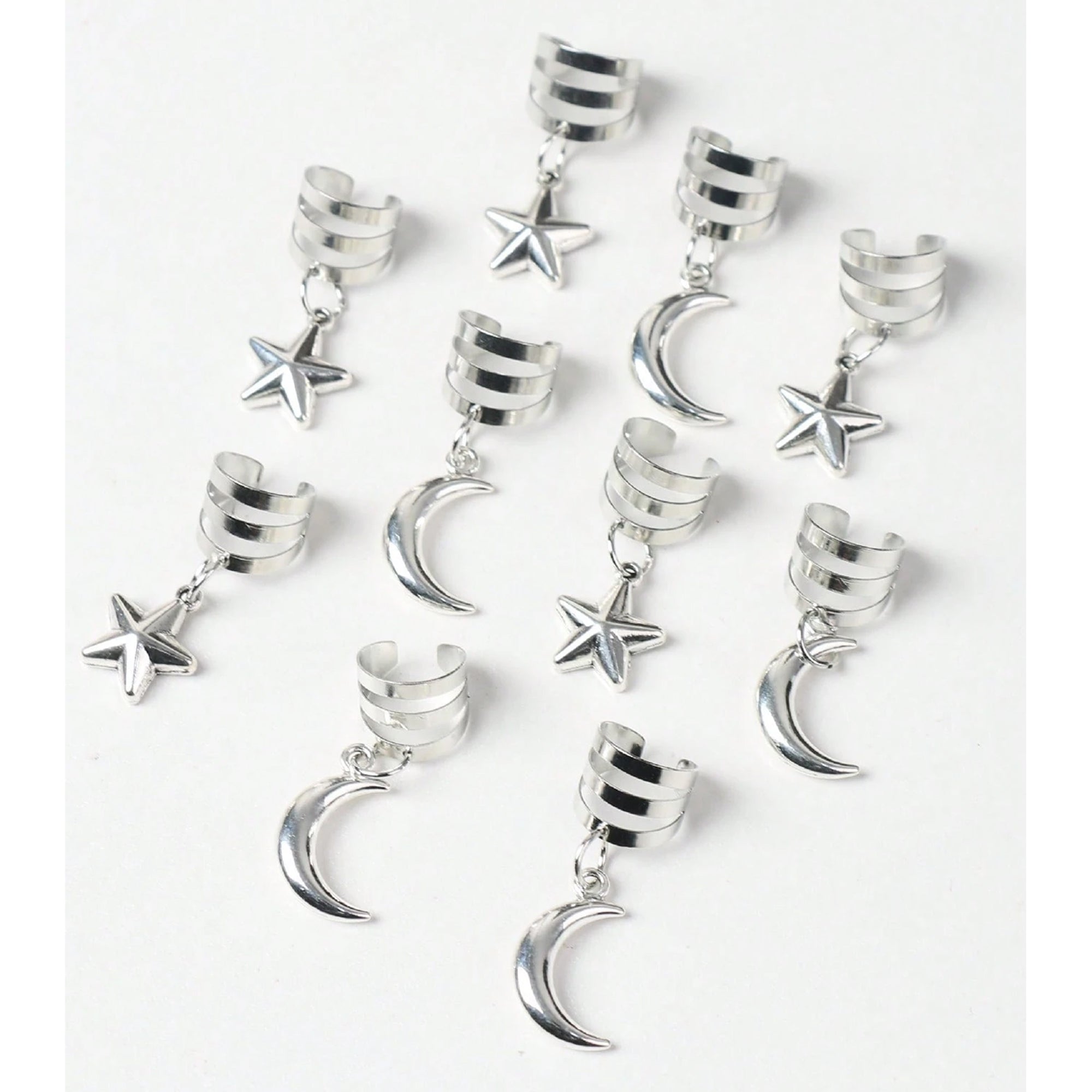 Star &amp; Moon Hair Braiding Rings (10pcs)