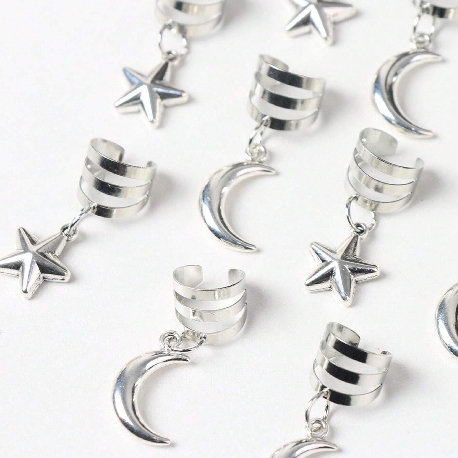 Star &amp; Moon Hair Braiding Rings (10pcs)